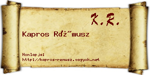 Kapros Rémusz névjegykártya